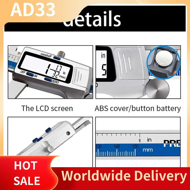 Top Deals Et52 Stainless Steel Caliper 150Mm 6 Inches Measuring Instrument Electronic Display Vernier Caliper Micrometer