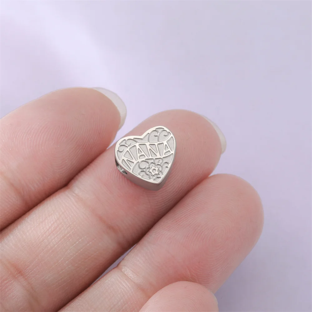 My Shape 5 pcs Mama Hope Love Charms for DIY Necklace Bracelet Good Luck Dream Stainless Steel Pendants for DIY Jewelry Making