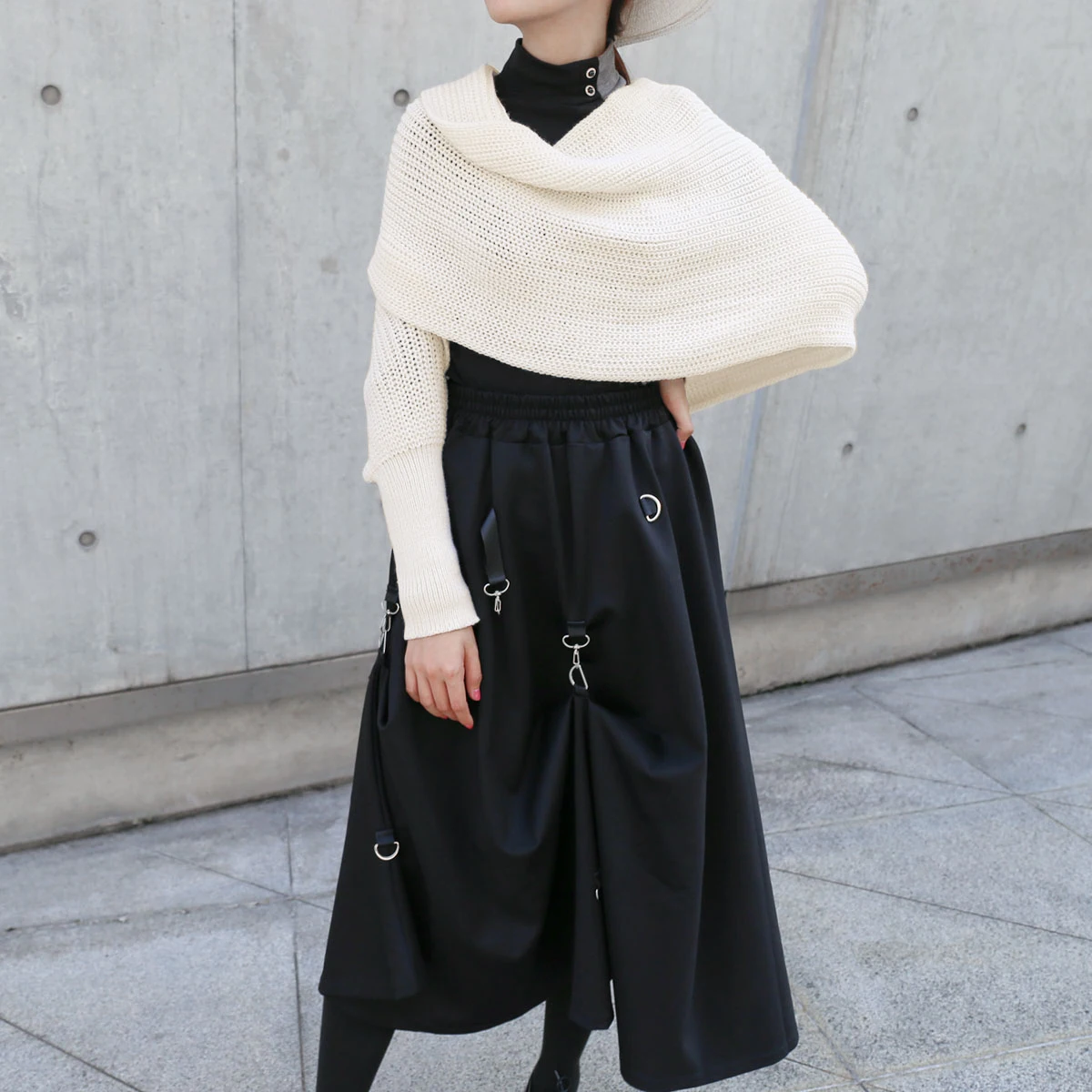 Woman Knitted Shawl Scarf With Long Sleeve Autumn Winter Outdoor Warm Soft Windproof Hollow Out Crop Top Shawl Scarf 210*33cm