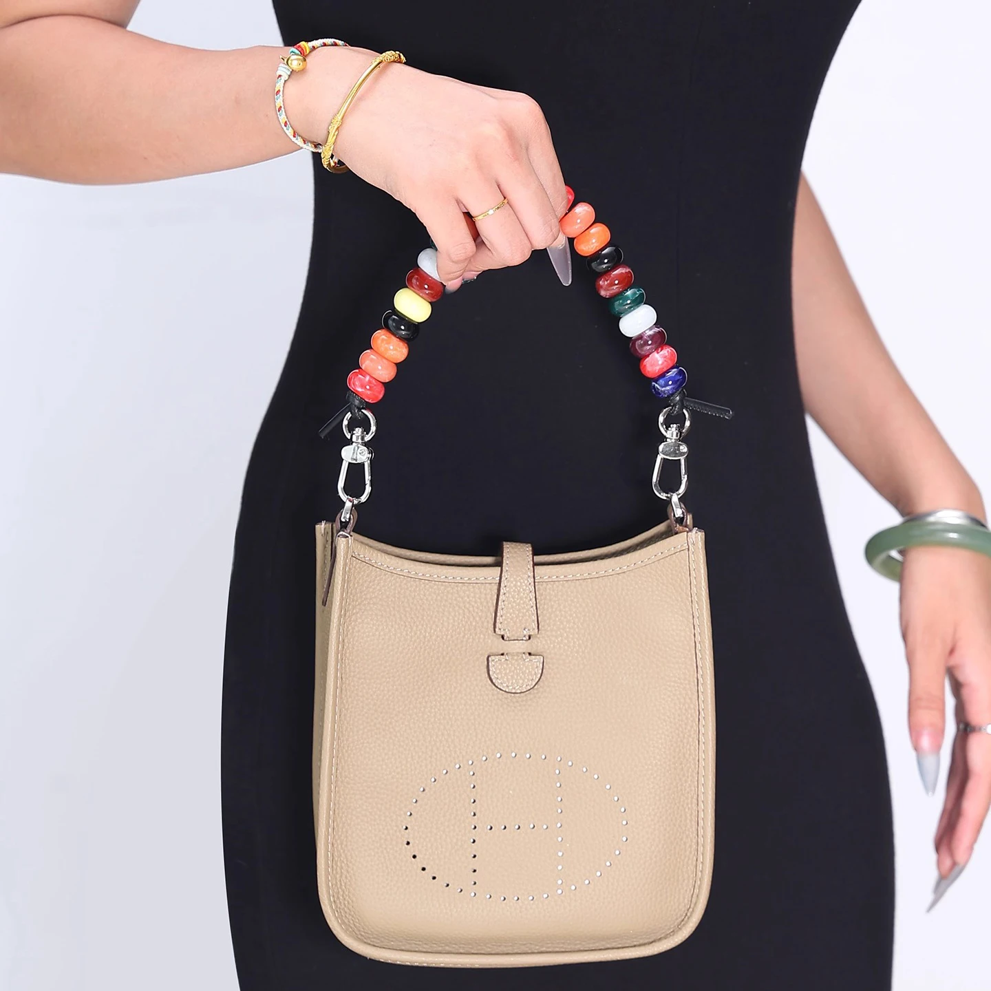 YU7 Beaded Decorative Chain for Evelyne Mini Bags Into Colorful Handheld Non Destructive Modification Shoulder Straps