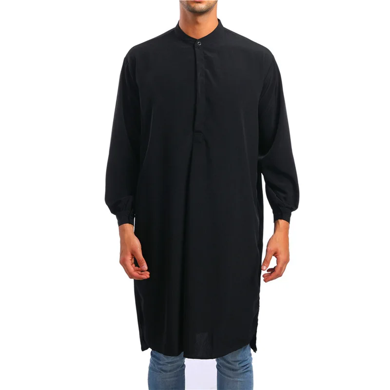 2024 New Casual Long Shirt Fashion Muslim Men Clothing Robe Islamic Clothing Arabic Kaftan Abaya Caftan Tunic Man Pakistan Saudi