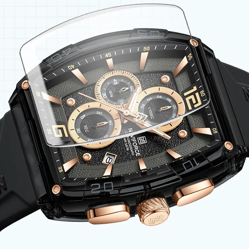 NAVIFORCE Brand High Quality Military Sports Men Watches Quartz 50m Waterproof Silicone Strap Date Original Watches for Men 2025