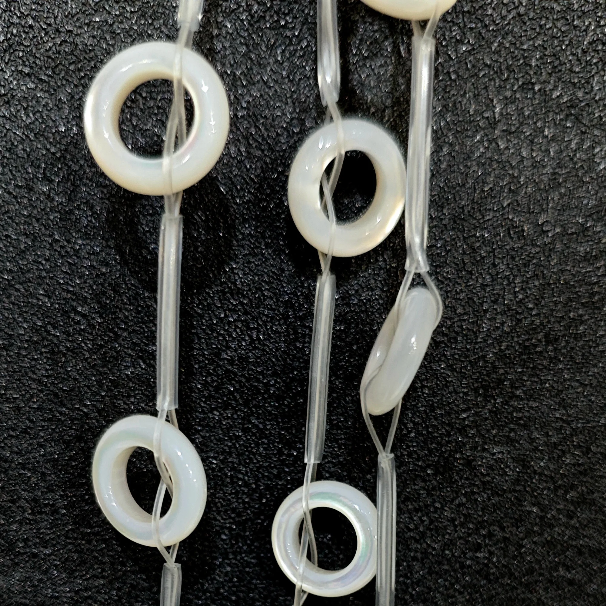 Geometric Thin Hoop White Mother of Pearl Loose Beads Approx 14x14mm Iridescent Nacre Ring Component for Earring Design - view 4