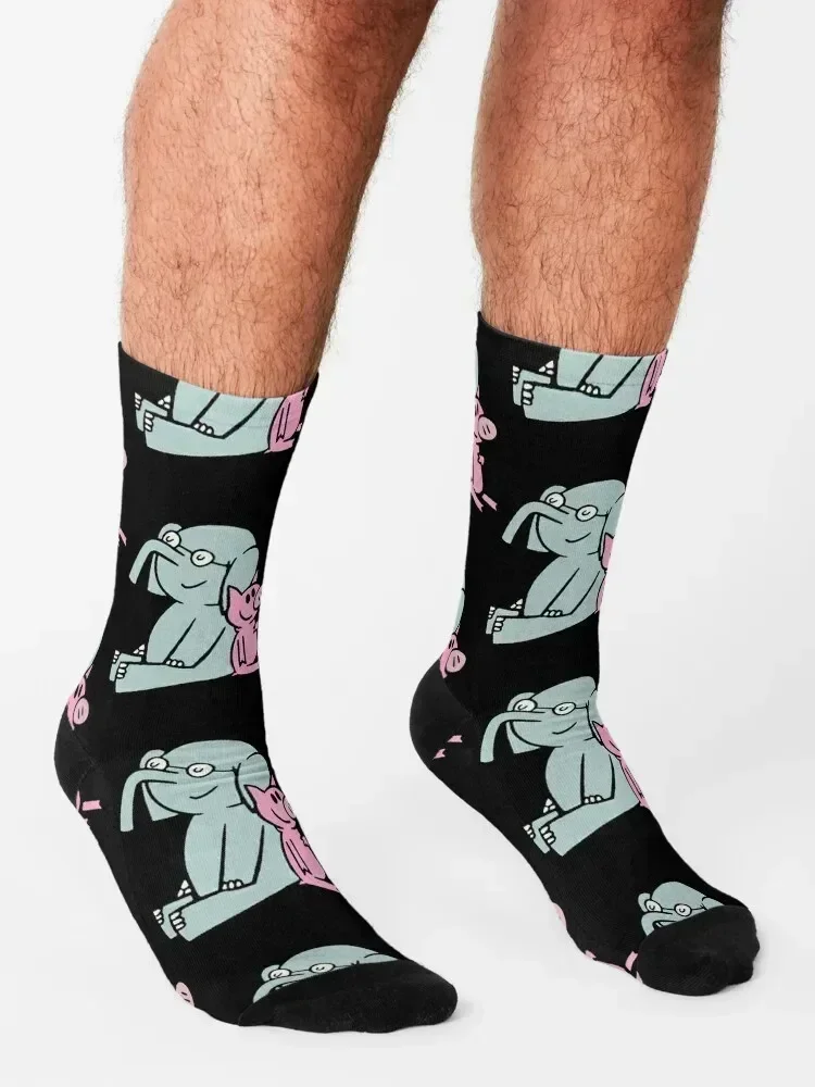 الفيل وخنزير. جيرالد وخنزير. ملصق أنيمي شفاف، جوارب mo willems لكرة القدم مضادة للانزلاق للرجال والأولاد جوارب نسائية