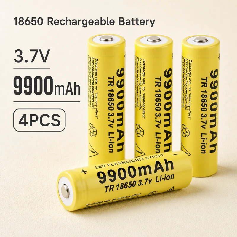 18650 Li-ion Battery 3.7V 9900mAh Rechargeable Lithium Cell 1-20PCS For LED Flashlight Torch Reliable Replacement Stable Output
