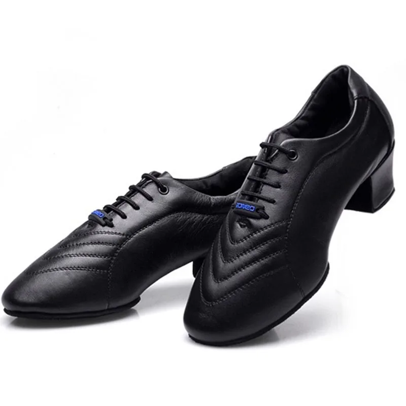 Men Breathable Latin Dance Shoes Soft Sole Teacher Adult Leather Shoes Boys Ballroom Dance Sports Party Shoes