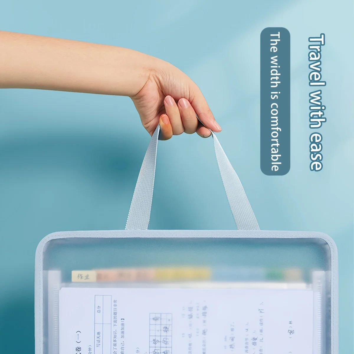 Imagem -06 - Bolsa de Órgão Tridimensional para Documentos Translúcidos Grande Capacidade à Prova Dágua para Estudantes Negócios Portátil Bolsa de Armazenamento com Zíper