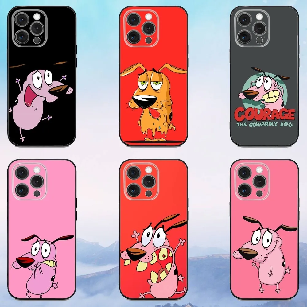 

C-Courage the C-Cowardly Dog Phone Case For iPhone 16e,16,15,14,13,12,11,Pro,X,XS,Max,XR,Plus,Mini Soft Black Cover