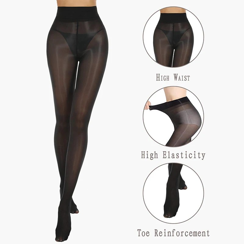 Kave Plus-Size Smooth Tights 100% HorseOil Added Thin Stocking Shiny Pantyhose 8Denier Durable Transparent Female Silky Tights