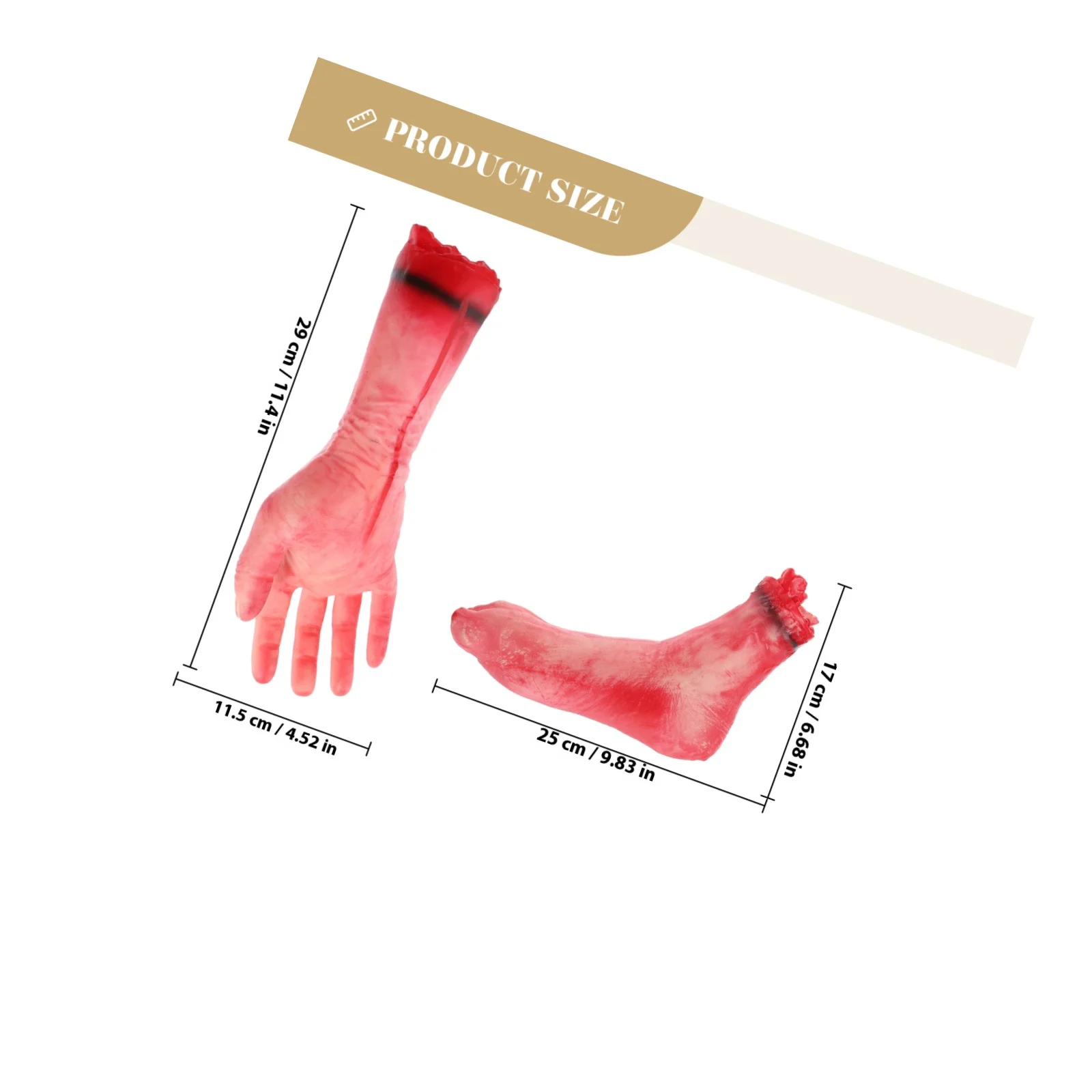 ชุดมือเท้าปลอมแบบขาด 1 ชุด วัสดุไวนิล ตกแต่งเป็นเลือด สำหรับงานปาร์ตี้ฮาโลวีน สร้างบรรยากาศหลอนๆ