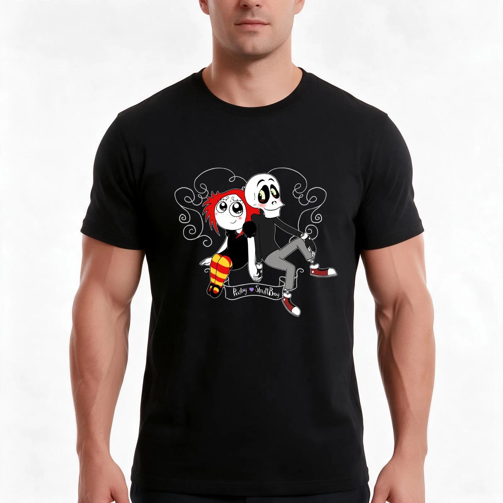Ruby and Skullboy Young Love T-Shirt, Summer Casual Cotton Tee, Oversized Streetwear Tops, Vintage Graphic Print, 100% Cotton