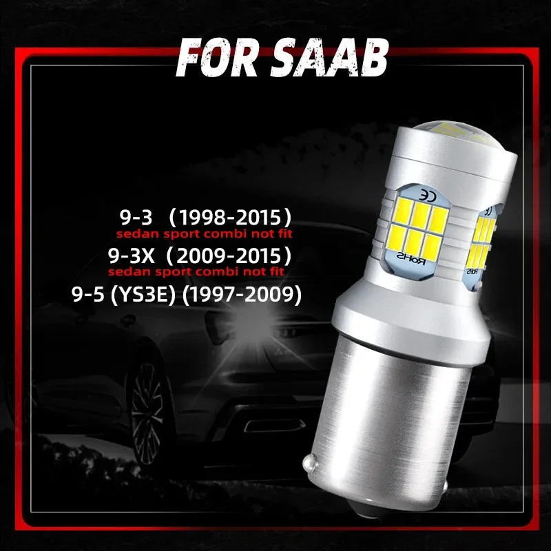 2pcs 7506 LED Reverse Light Blub Backup Lamp 1156 BA15S P21W Canbus Error Free Xenon White Replace For SAAB 9-3 9-3X 9-5 YS3E