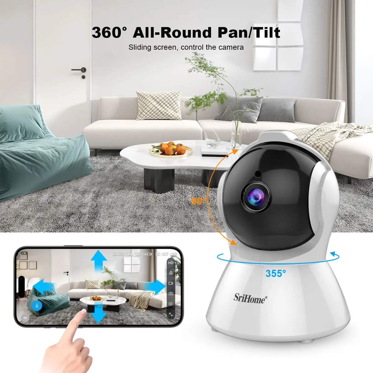 2pcs Srihome 3x digital zoom wifi IP Camera  Indoor Wireless Security Home CCTV Surveillance Camera Auto Tracking Baby monitor