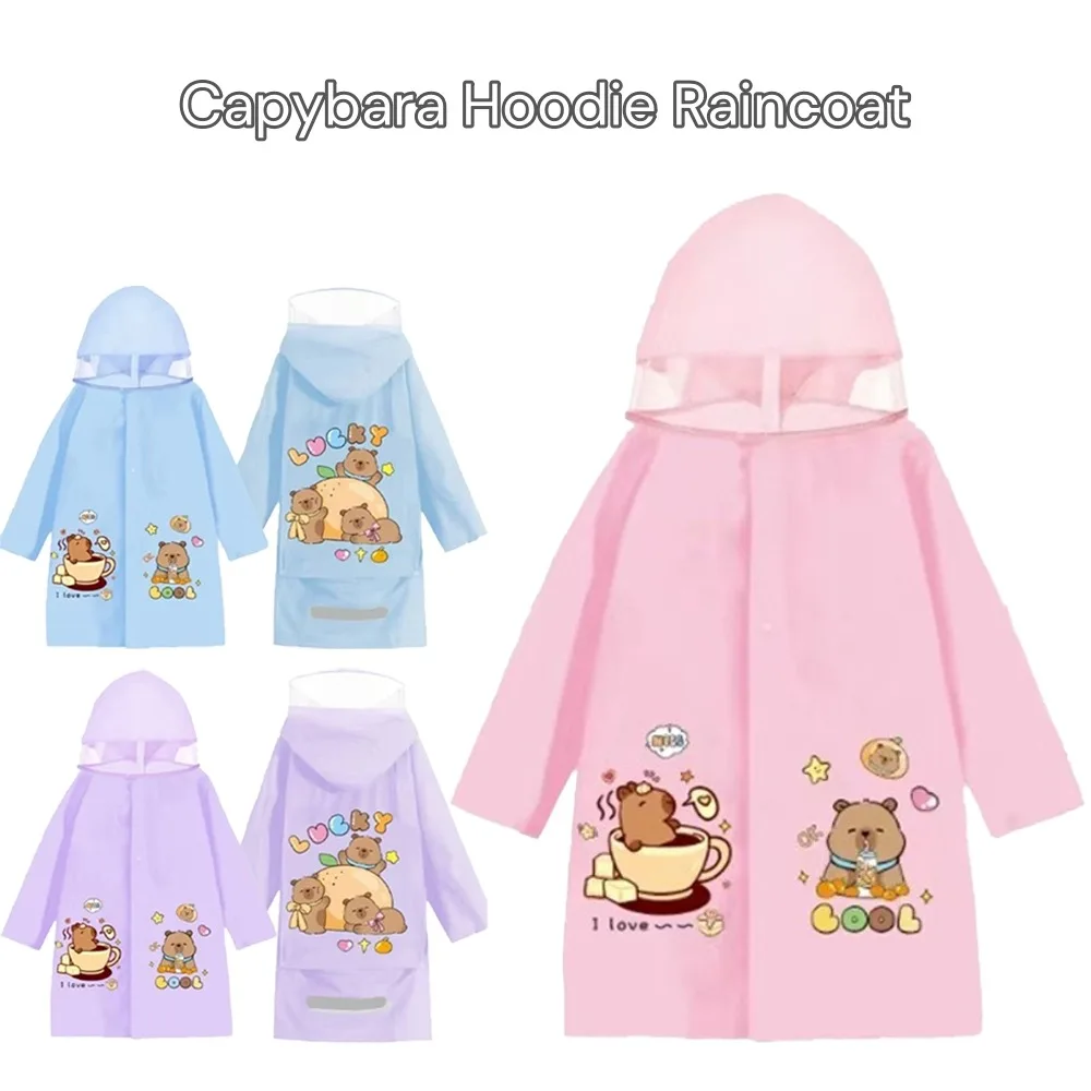 

Новый милый плащ с капюшоном «Капибара», водонепроницаемая куртка из ТПУ, стильный дождевик, дышащий детский плащ с большими полями для студентов