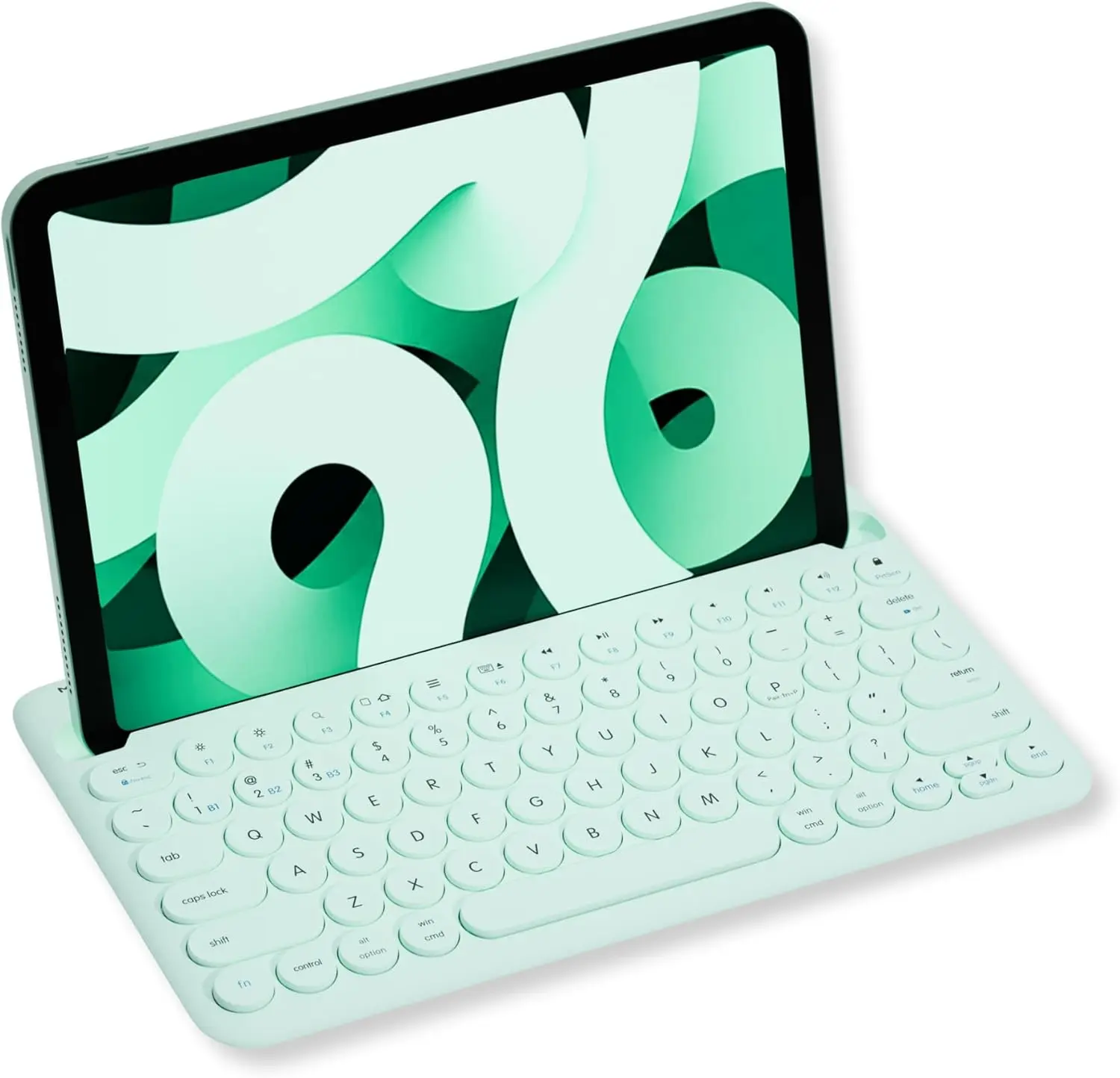

Wireless Bluetooth Keyboard for iPad/iPhone/Android, Multi-Device, Built-in Stand, Rechargeable, Mint Green