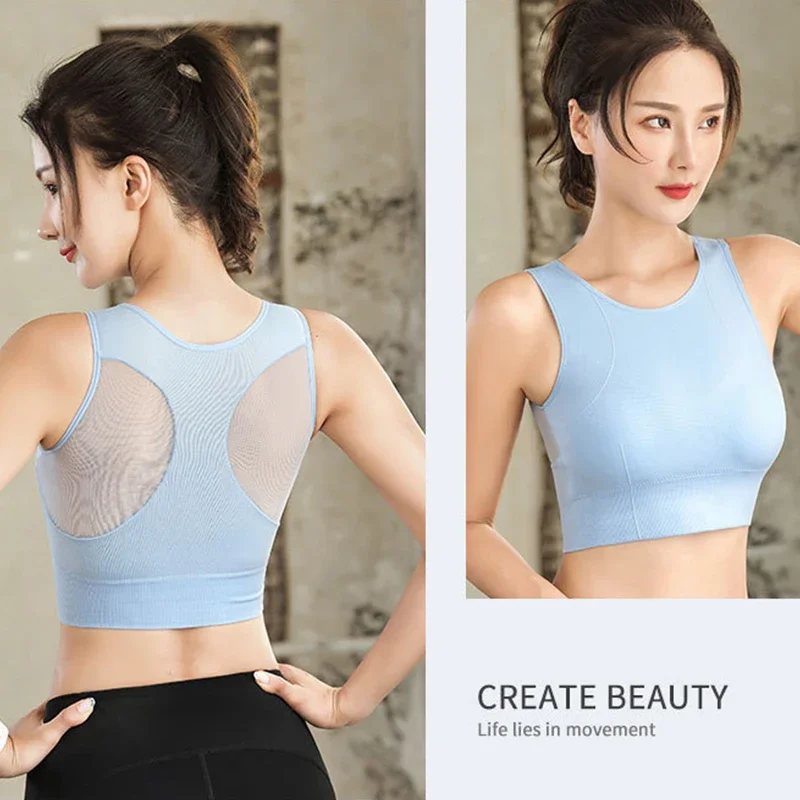 Sports Bra for Women Gym Without Bones Quick Drying Shockproof Large Size Bralette Fitness Mesh Yoga Run Underwear Crop Top