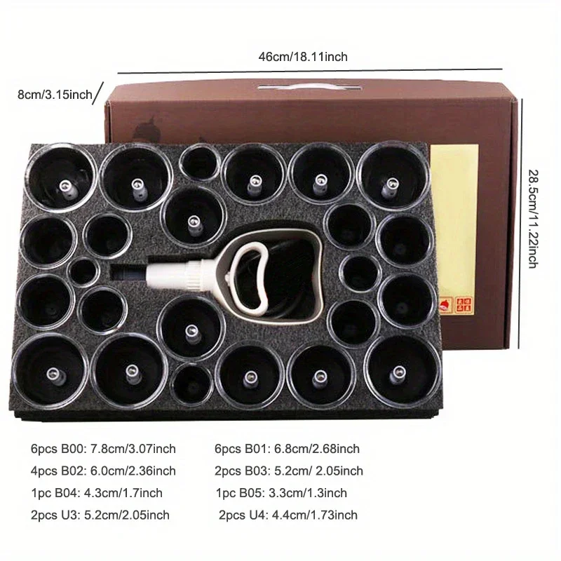 24 كوب فراغ الحجامة تدليك مجموعات الصينية الوخز بالإبر شفط العلاج الكؤوس مع مضخة الجسم الحجامة مجموعة ل مُدلك سلوليت #3