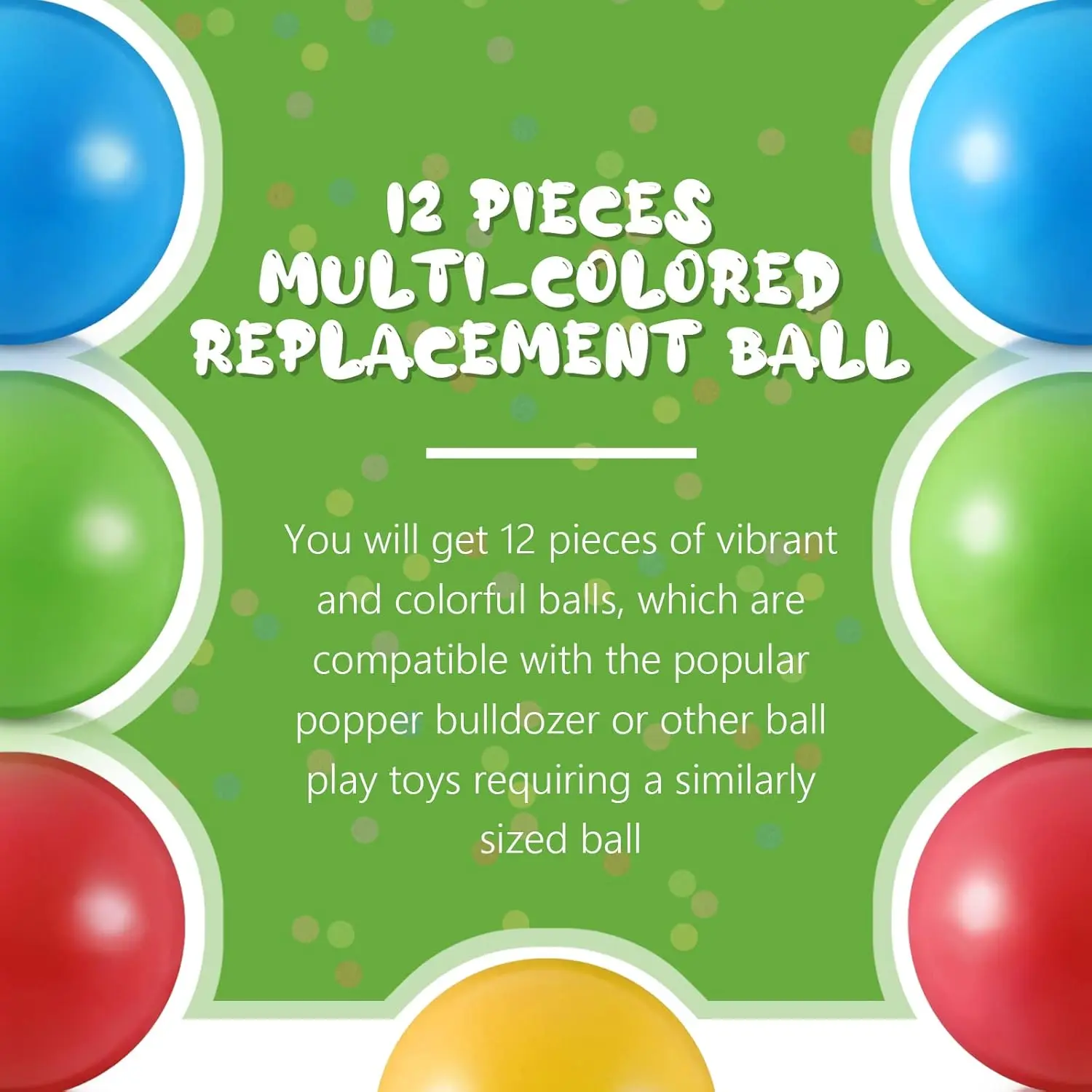 12 pièces boules de remplacement en plastique multicolores petit Bulldozer Popper balles de jouet 1.75 pouces doux anti-écrasement rempli d'air océan P