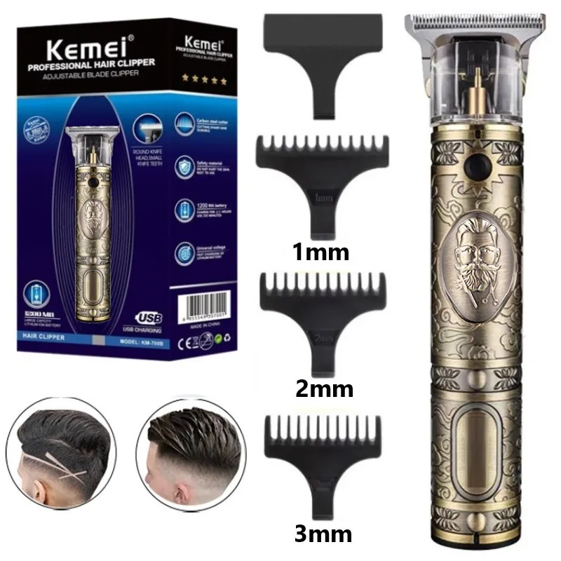 

KM-700B Electric Pro Li Clippers Barber 0mm Hair Trimmer Professional Haircut Shaver Carving Hair Beard Machine Styling Tool