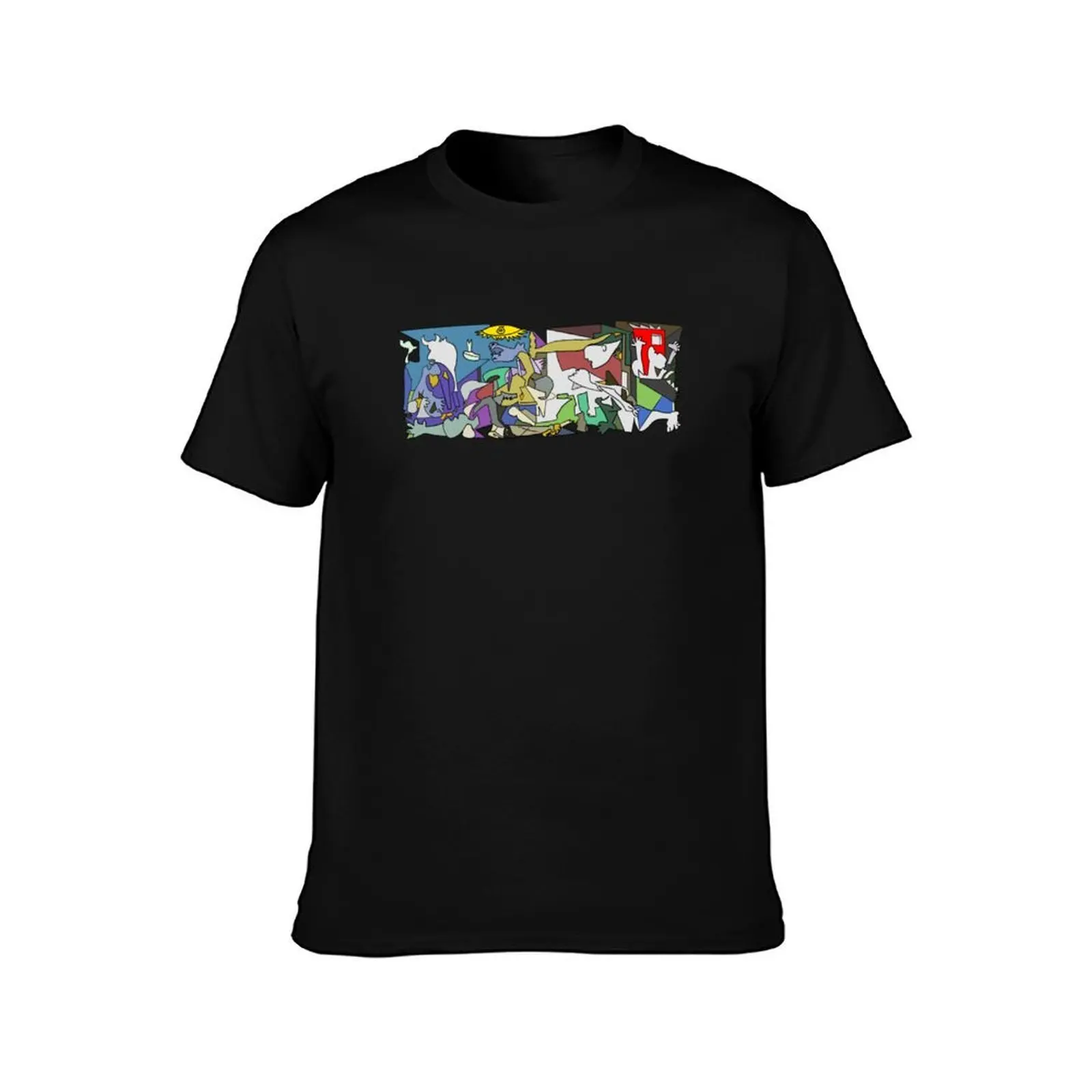 Guernica Painting Drawing T-Shirt, Summer Casual Cotton Tee, Oversized Streetwear Tops, Vintage Graphic Print, Unisex Men Women
