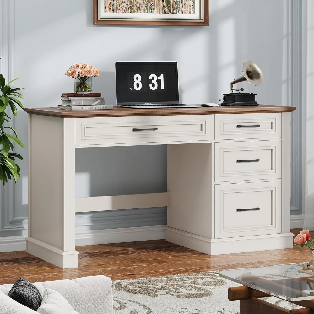 

Farmhouse 47 Executive Desk, Computer Desk with Drawers and File Drawer, Workstation Computer Desk with Charging Station for Hom