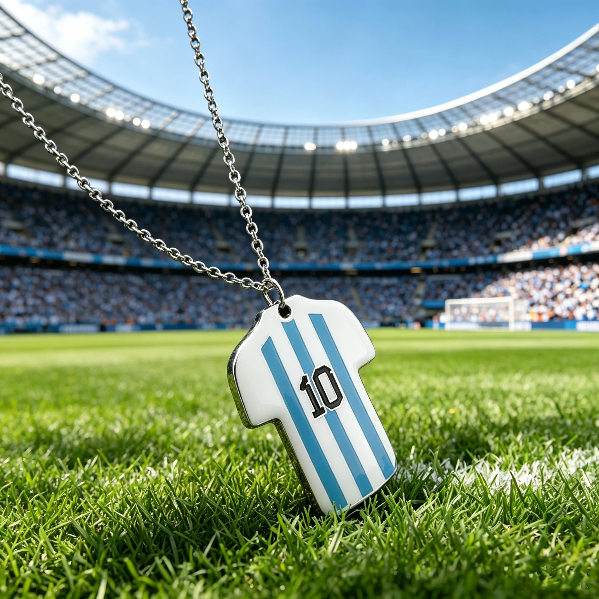 Argentina Jersey Number 10 Football Shirt Pendant Necklace Awesome Gift for Fans Cool Americas Cup Soccer Genius Stainless Steel