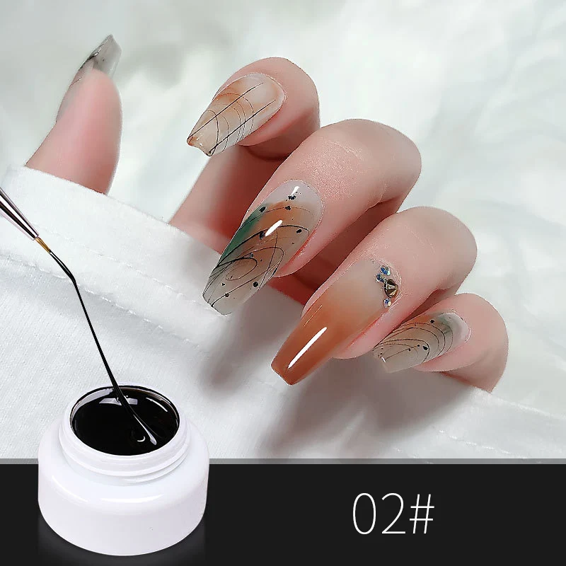 Colori 20g Nail Art Stretch dipinto colla spazzolata colla ragno forniture per Nail Art bianco nero oro TSLM1