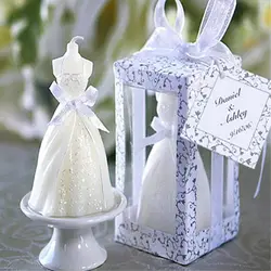 1PC White Wedding Bride Dress Shape Design Candle,Elegant Bridal Boxed Candles Valentine's Day Wedding Party Surprise Decor Gift