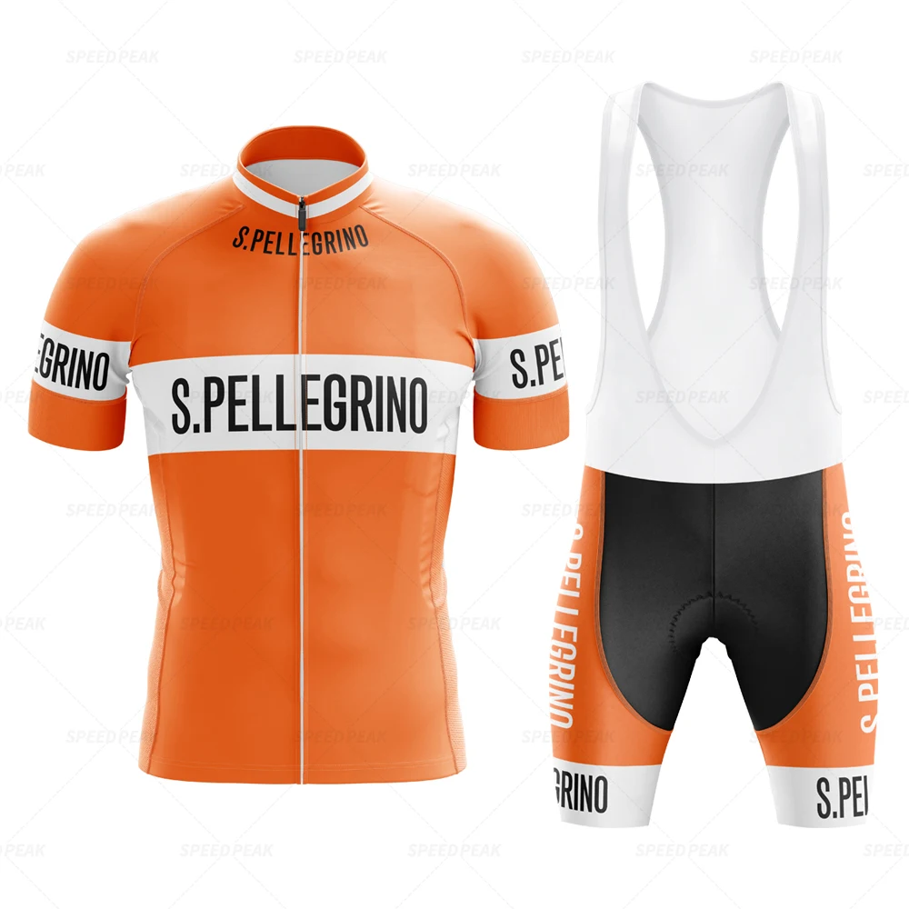 Retro Orange Cycling Jersey Set Classical Bicycle Suit Bike Bib Short Sleeve Men Bib Shorts Clothes Por Team Maillot Gel