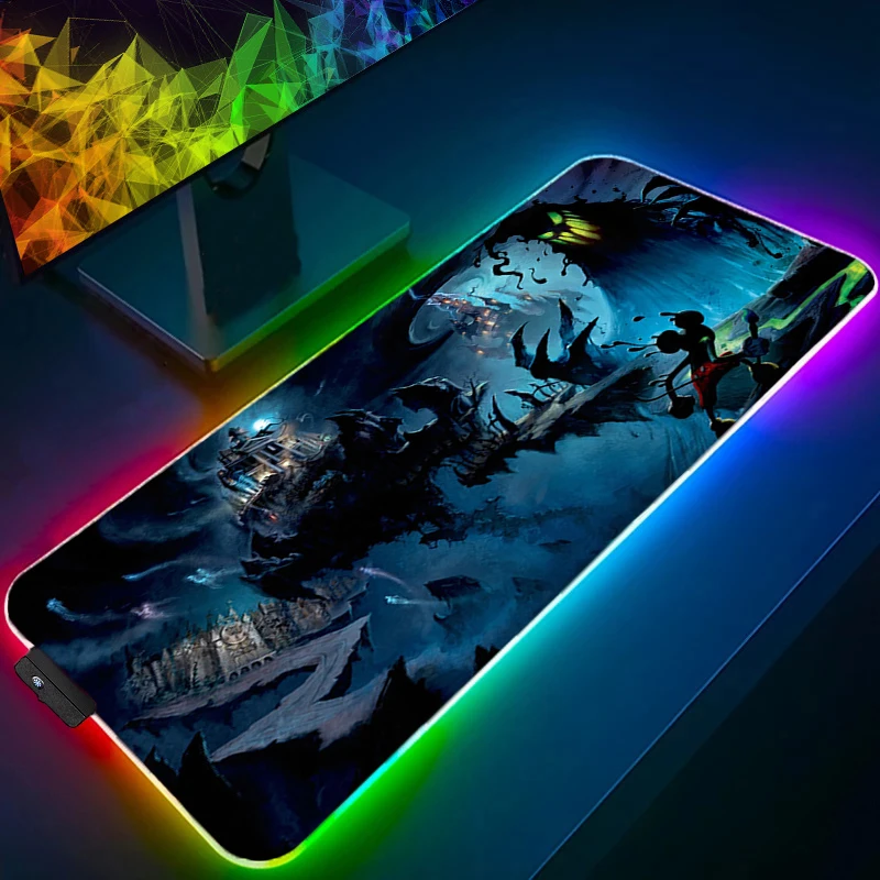 الخلفية XXL المطاط كبير PC ماوس الوسادة RGB ميكي وميني Kawaii ألعاب الألعاب ماوس منصات LED مكتب لوحة المفاتيح حصيرة الكمبيوتر حصيرة #3