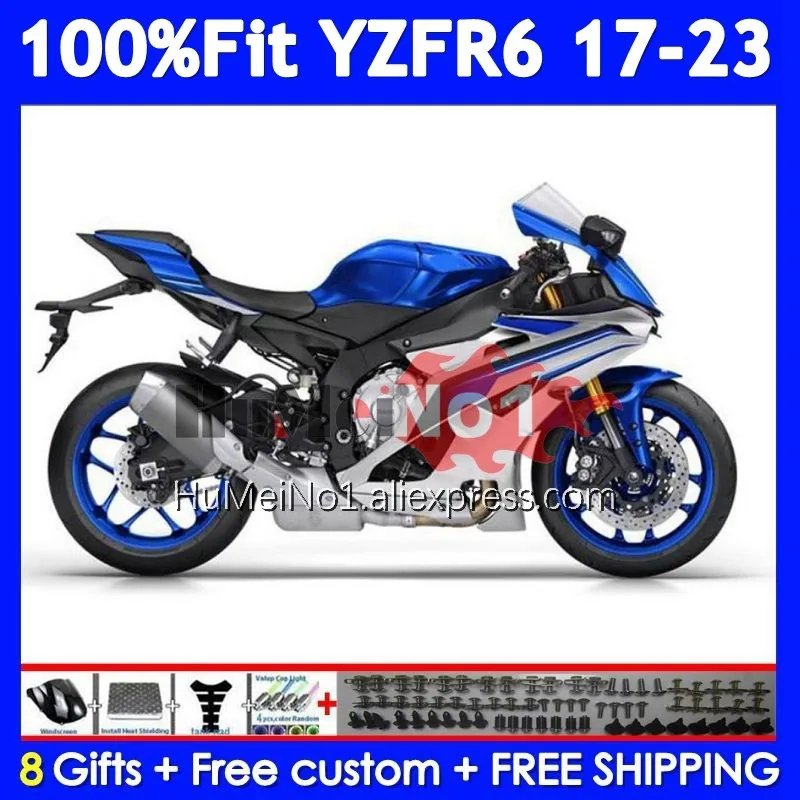 Body For YAMAHA YZF R6 YZF600 YZFR6 17 18 19 20 21 22 23 360No.27 YZF-R6 Blue silvery 2017 2018 2019 2020 2021 2022 2023 Fairing