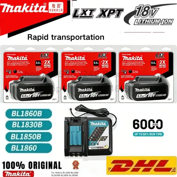 Makita Battery18V 6.0Ah Original Li-Ion Battery& DDF487，For Makita 18V LXT BL1860 BL1850 BL1830 Replacement Cordless Power Tools
