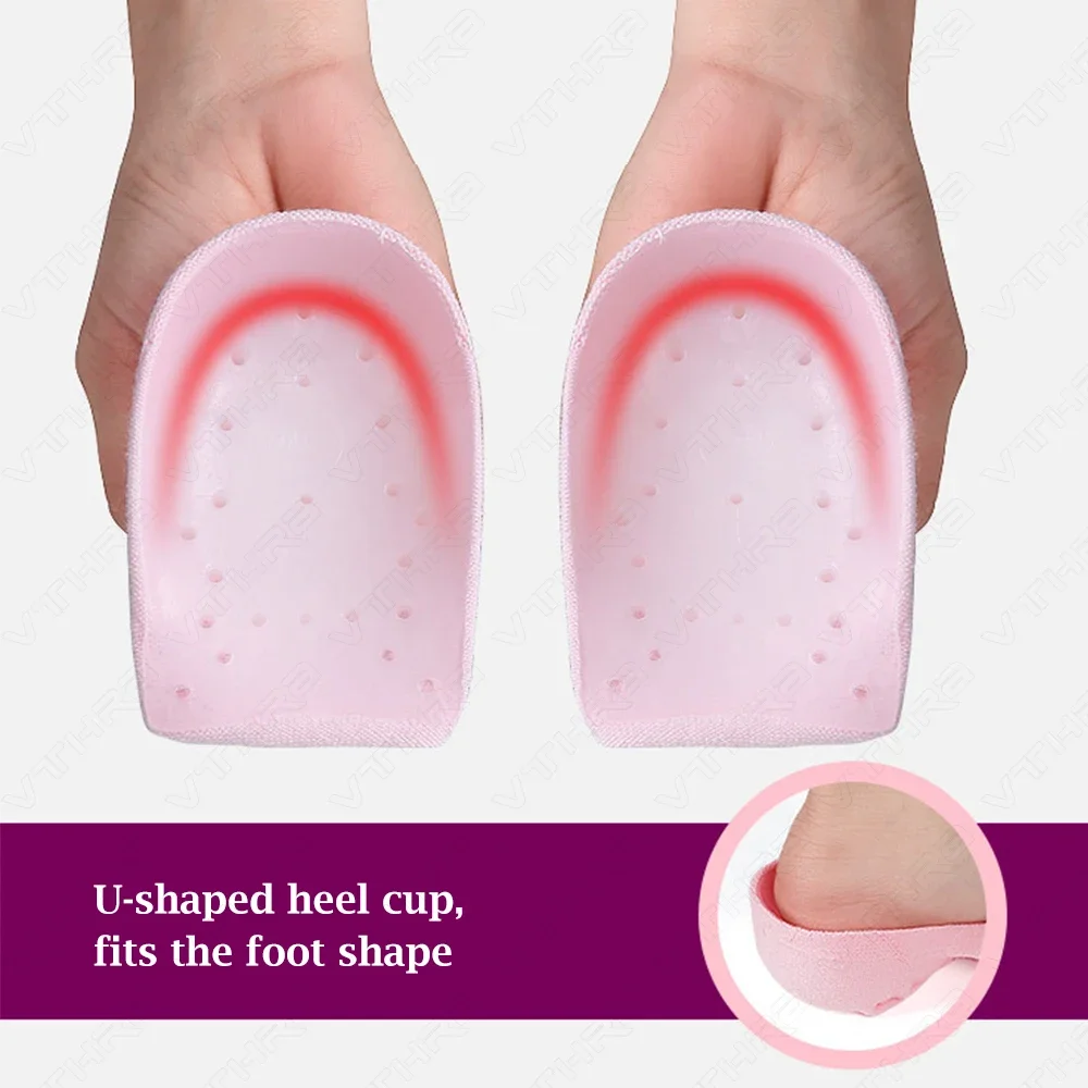 Unisex Height Increase Insoles Non-Slip Bionic Half Insoles Thickened SEBS Gel Heel Pads for Sports Leisure Daily Wear