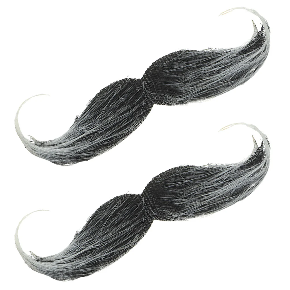 2 Pcs Halloween Beard Costume Scalp Shampoo Facial Moisturizer Lifelike Mustache Simulated Simulation Handlebar