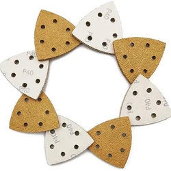 40 Pcs Triangular Sandpaper Oscillating Sand Paper Set with Hook and Loop 6 Holes 40-240 Grit Detail Sander for Wood Polishing