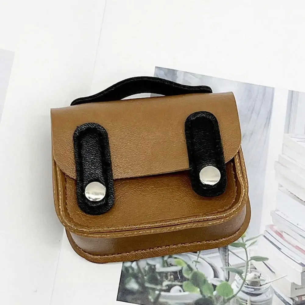 Durable Small Purse Mini Handbag Coin Purse with Buttons Retro Tiny Coin Case Portable Small Pouch for Earbuds Coins Storage