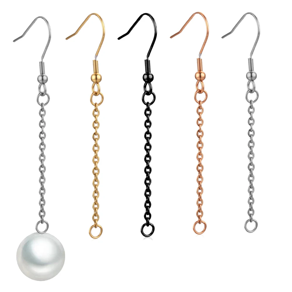 

10pcs Stainless Steel Earring Hooks Wires Extension Chain Connector For DIY Hypoallergenic Dangle Ear Jewelry Material 2035
