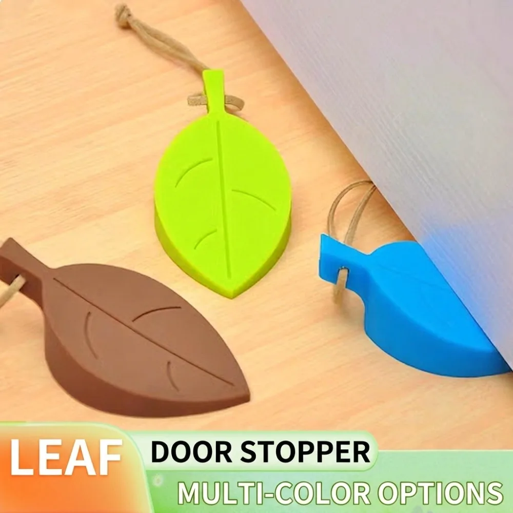 Creative Leaf Door Stopper Wedge, Silicone Under-Door Holder with Non-Slip Base, Windproof Door Blocker for Home Office, Cute