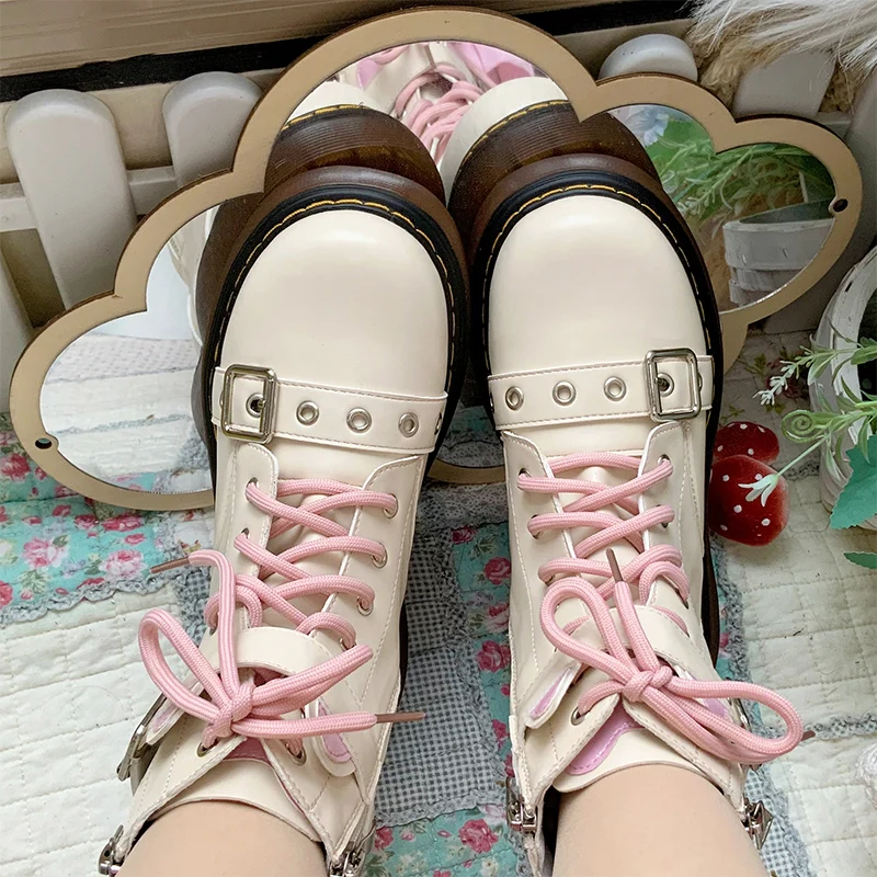 Sweet Loli Boots Japanese Harajuku Boots Women Autumn And Winter Fashion Goth White Short Boots Jk Uniform Lolita Boots