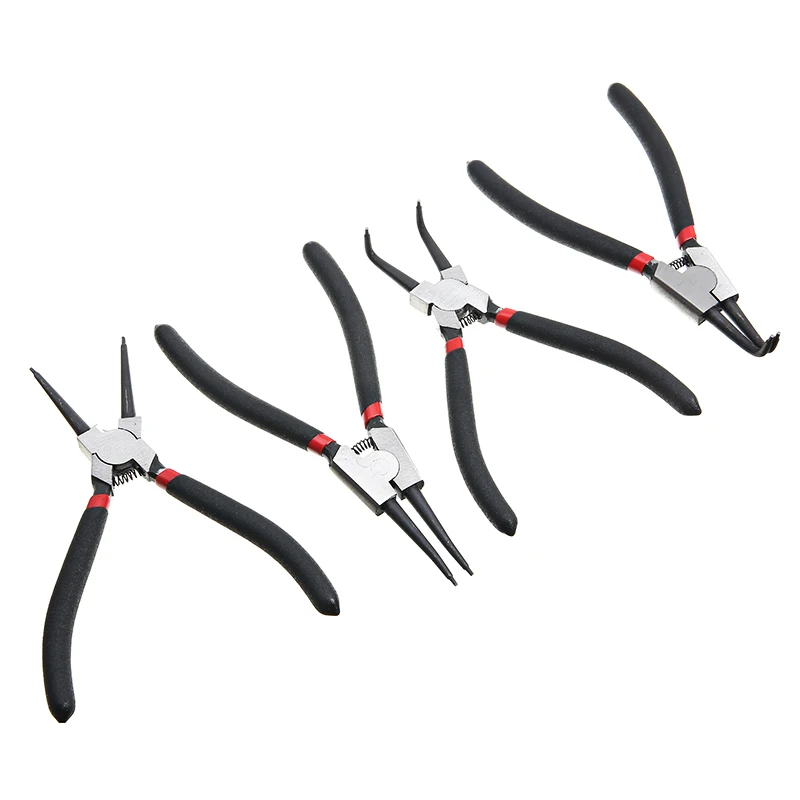 4Pcs 7 Inch Circlip Plier Set Long Nose Straight Bent Plier Inner Outer Retaining Snap Ring Remover Repair Tool