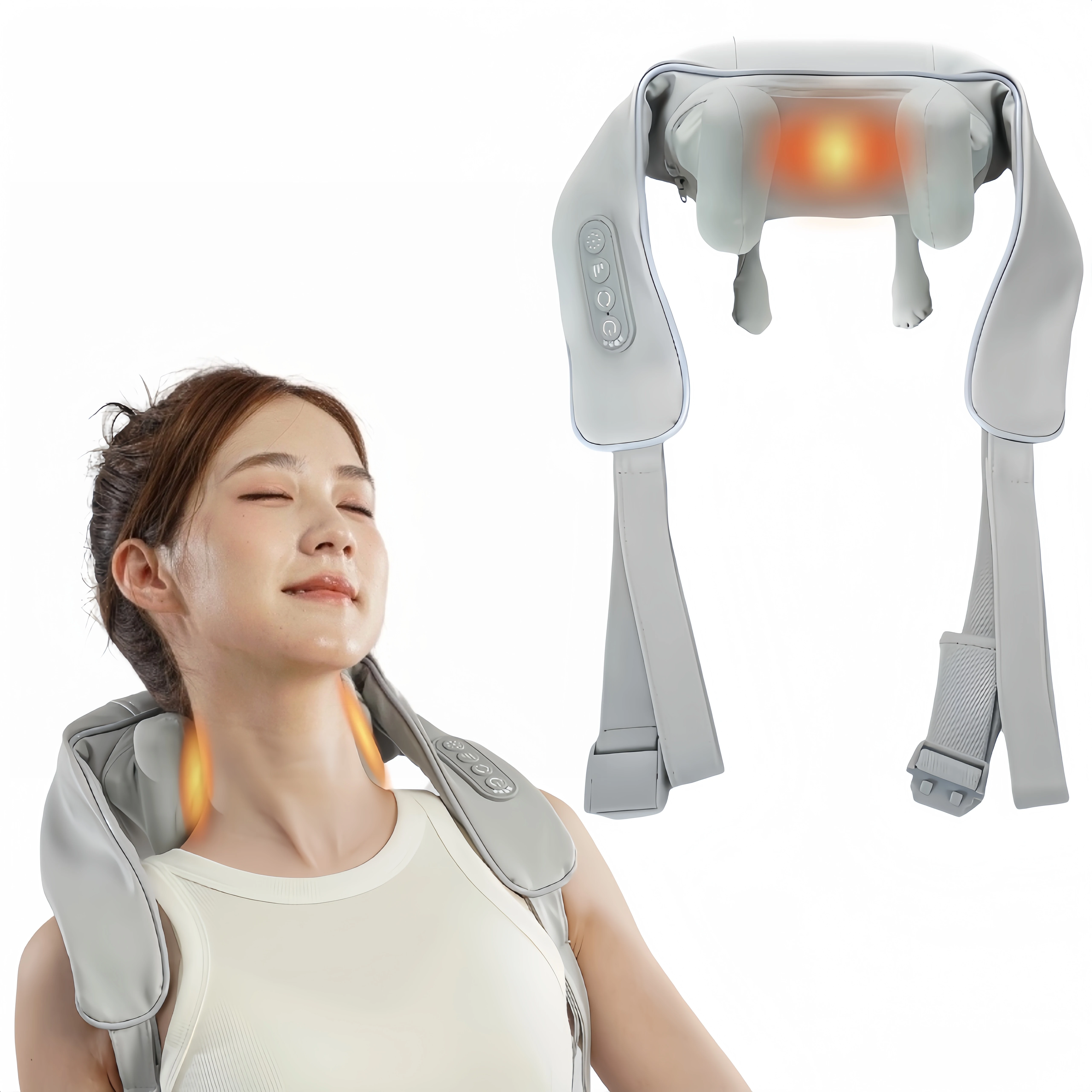 Wireless Neck and Back Massager Electric Neck Shoulder Massager, 6D Shiatsu Kneading Massage Shawl Cervical Trapezius Massager