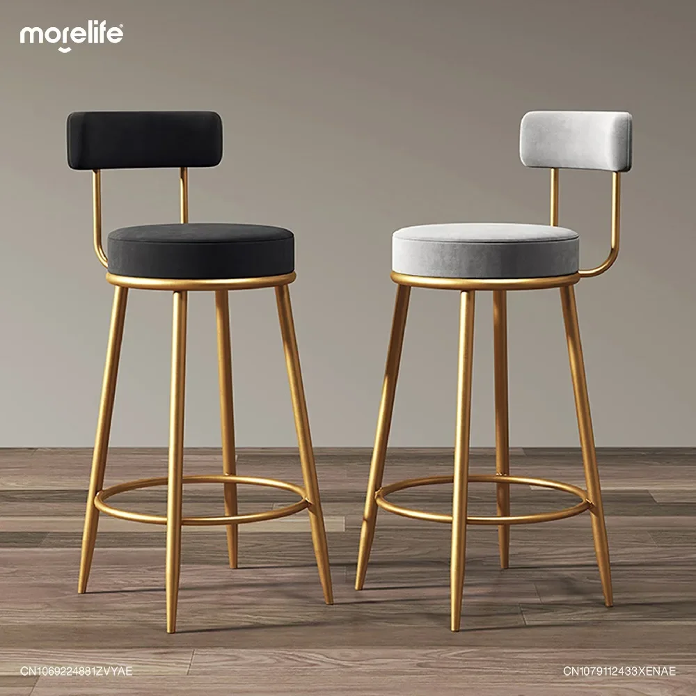 Nordic Iron Art Bar Chairs Counter Stool Luxury Front Desk Cashier Chair Gold Kitchen Feet Bench Island Table Dining Chair Home