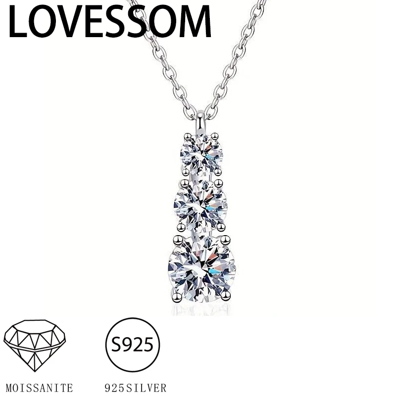 

925 silver moissanite 1.8 carats rising collarbone necklace, feminine and high-end, gift to girlfriend and best friend