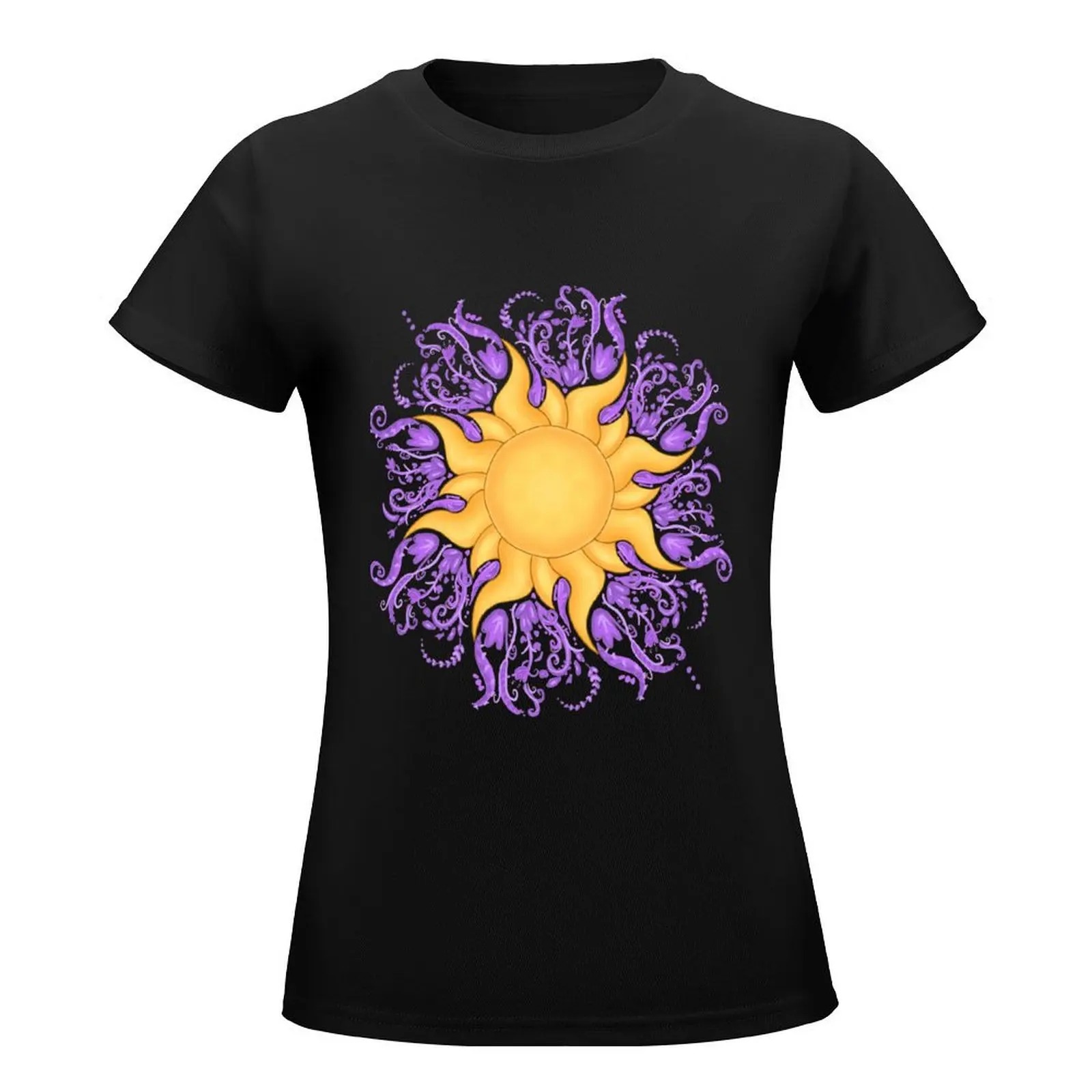 Tangled Sun T-Shirt cute tops Female clothing anime clothes Summer Women's clothing