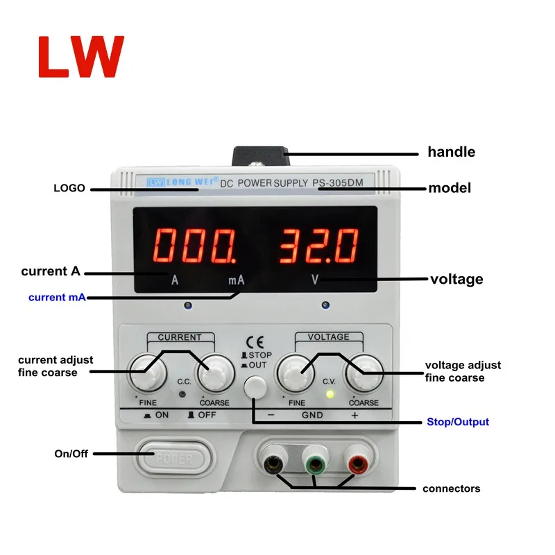 LW PS-302DM 303DM 305DM 6402DM 6403DM 30V 2A Precision Milliampere Display Digital Power Supply Linear DC Regulated power supply