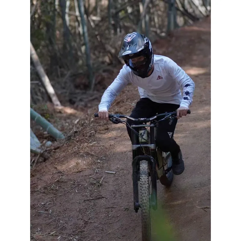 

Летняя спортивная футболка для бездорожья, мотоцикла, с короткими рукавами, мужская дышащая, быстросохнущая рубашка с круглым вырезом и длинными рукавами с принтом