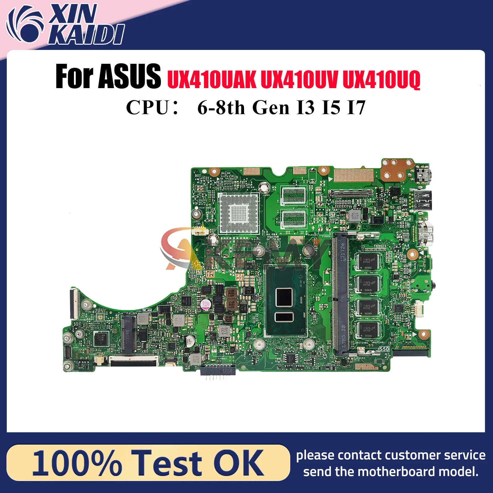 

UX410UA Laptop Motherboard For ASUS UX410UQR UX410UV U4000U RX410 UX410UAK UX410UQ UX410UQK UX410UFR Mainboard With I3 I5 I7 CPU