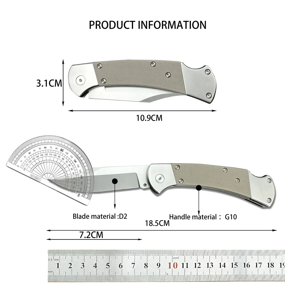 Multifunction Elite 110 Tactical Folding Hunter Knife D2 Plain Blade G10 Handles EDC Pocket Knives Outdoor Camping Survival Tool