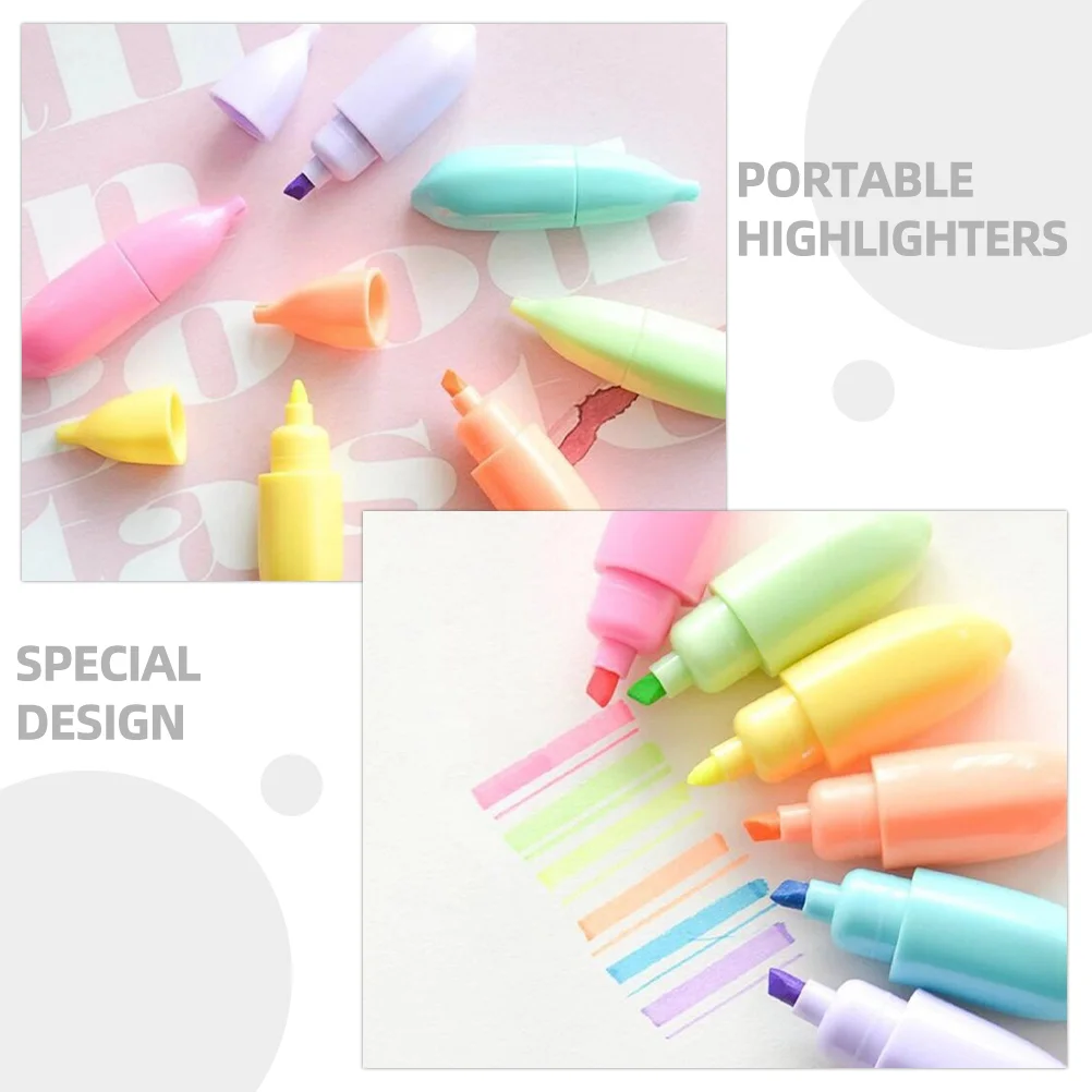 6-teiliger transparenter Aquarellstift, Textmarker, kleine Textmarker, Mini-DIY-Scrapbook-Marker für Kinder