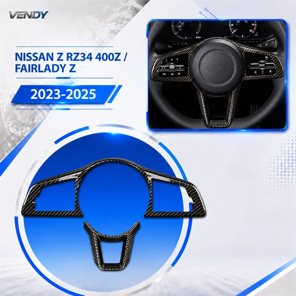 Real Carbon Fiber For Nissan Z RZ34 400Z Fairlady Z 2023-2025 Steering Wheel Button Frame Cover Trim Modified Parts Accessories